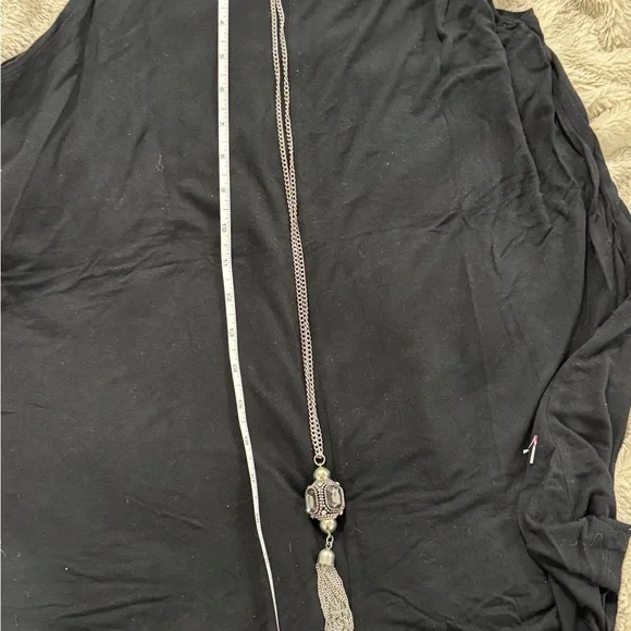 Vintage-Style Long Statement Necklace with Crystal Bead & Tassel - Picture 4 of 6